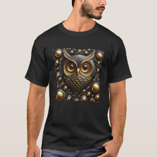 Camiseta 3d Vinheta Dourada de coroa preta