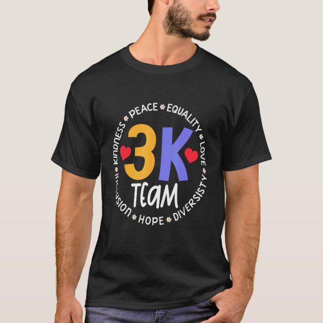 Camiseta 3K Team Crew Squad Teacher Kindergarten Kinder Ele (Frente)
