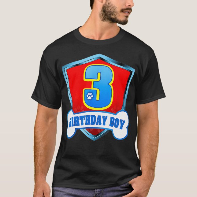 Camiseta 3rd Birthday Boy 3 Years Old Patrol Dogs Lover (Frente)