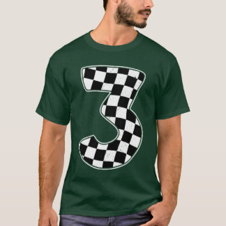 Camiseta 3rd Birthday Checkered Number 3 Car Racing Flag re