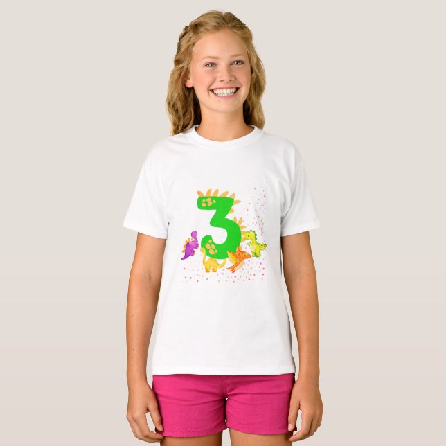 Camiseta 3rd Birthday. Dinosaur Design. My third birthday.  (Frente Completa)
