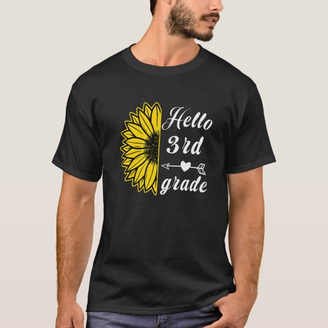 Camiseta 3rd Grade Back to School Boys Girls Kids Sunflower (Frente)