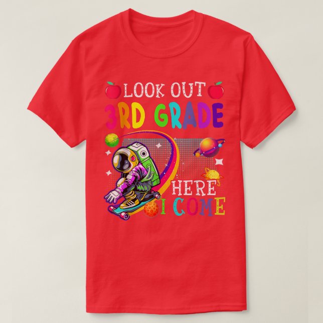 Camiseta 3rd Grade Here I Come Skating Astronaut Back To Sc (Frente do Design)
