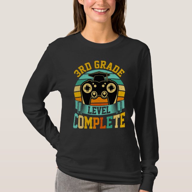 Camiseta 3rd Grade Level Complete  Video Gaming Gamer Gradu (Frente)