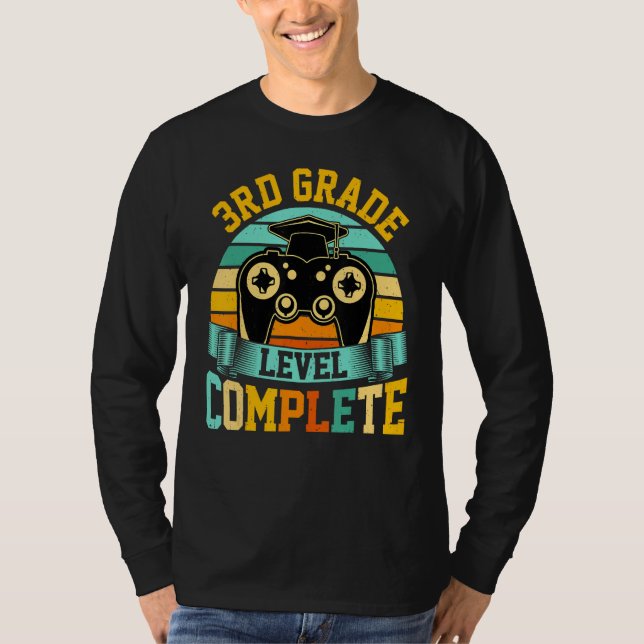 Camiseta 3rd Grade Level Complete  Video Gaming Gamer Gradu (Frente)