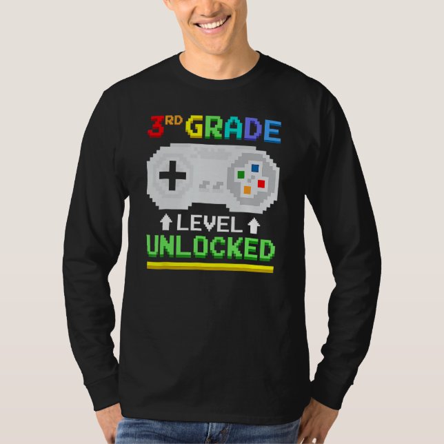 Camiseta 3rd Grade Level Unlocked Back To School Gamer Boys (Frente)