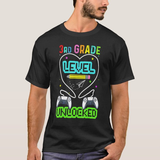 Camiseta 3rd Grade Level Unlocked First Day Back To School  (Frente)