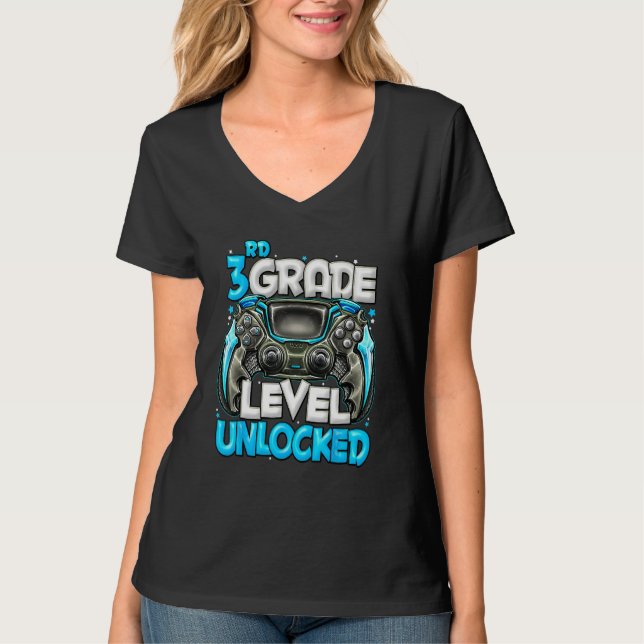 Camiseta 3rd Grade Level Unlocked Game On 3rd Grade Back To (Frente)
