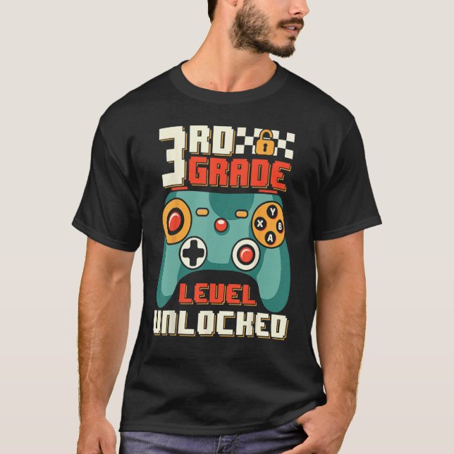 Camiseta 3rd Grade Level Unlocked Video Game Back To School (Frente)