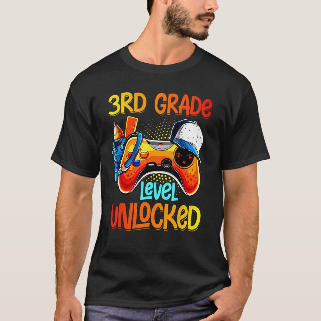 Camiseta 3rd Grade Level Unlocked Video Gamer Back To Schoo (Frente)