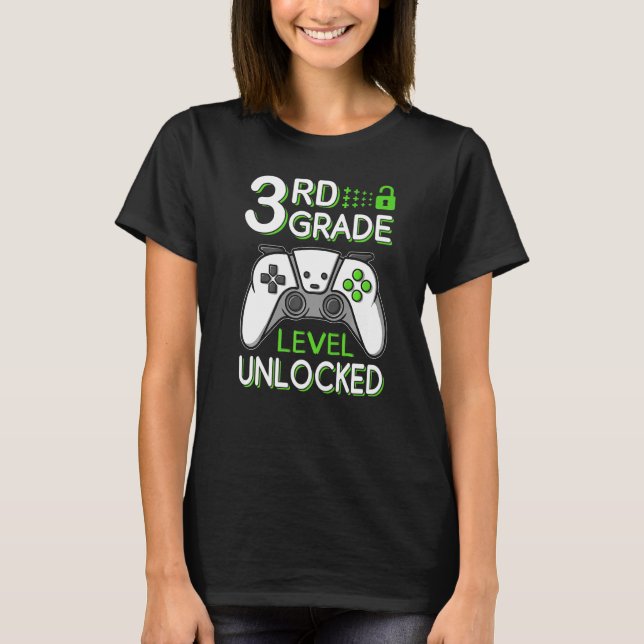 Camiseta 3rd Grade Level Unlocked VideoGame Gamer Back to S (Frente)
