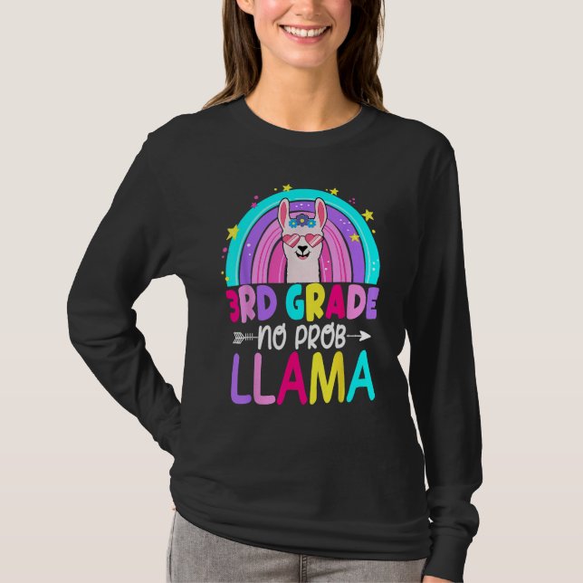 Camiseta 3rd Grade No Prob Llama Rainbow Back To School Tea (Frente)