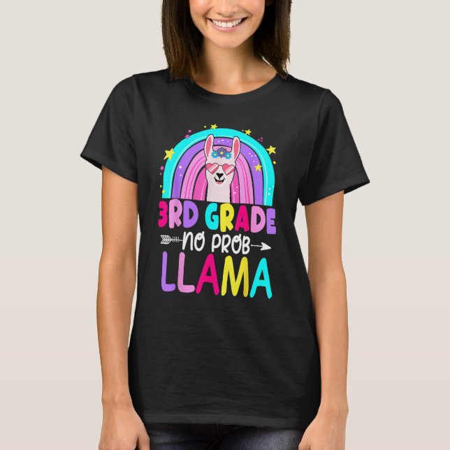 Camiseta 3rd Grade No Prob Llama Rainbow Back To School Tea (Frente)
