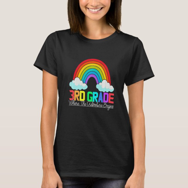 Camiseta 3rd grade rainbow leopard teacher team third grade (Frente)