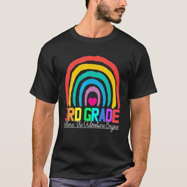 Camiseta 3rd grade rainbow leopard teacher team third grade (Frente)