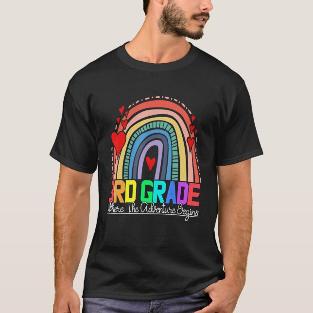 Camiseta 3rd grade rainbow leopard teacher team third grade (Frente)