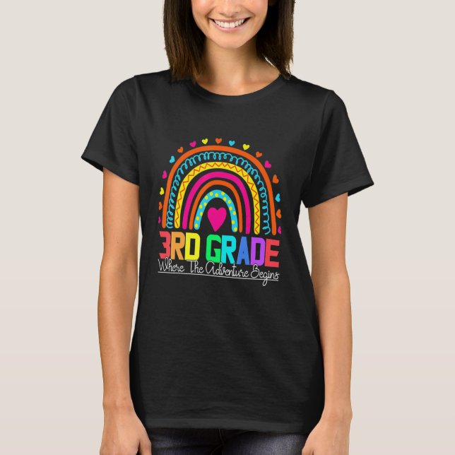 Camiseta 3rd grade rainbow leopard teacher team third grade (Frente)