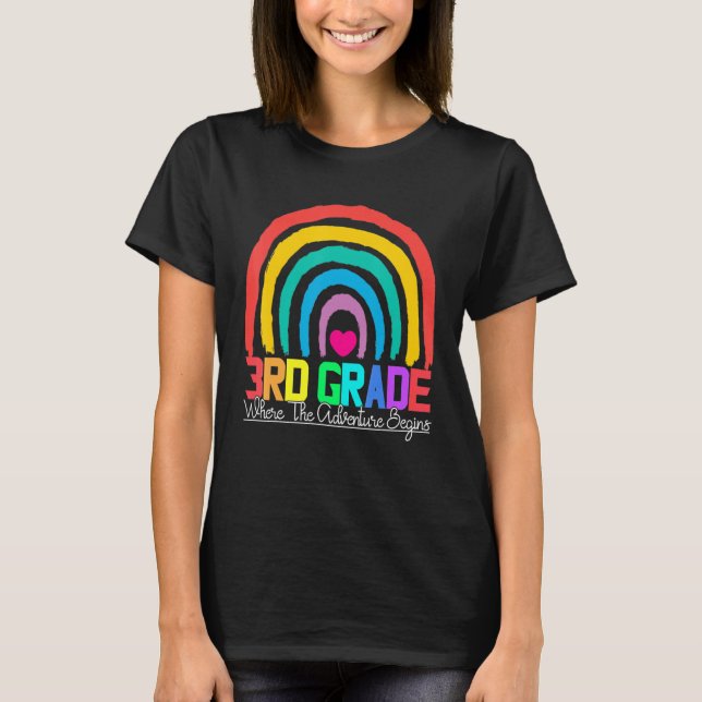 Camiseta 3rd grade rainbow leopard teacher team third grade (Frente)
