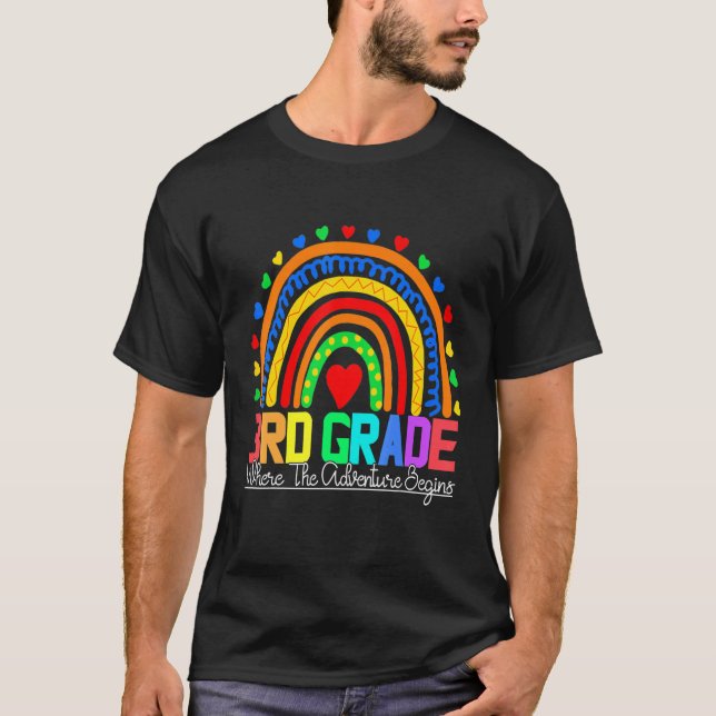 Camiseta 3rd grade rainbow leopard teacher team third grade (Frente)
