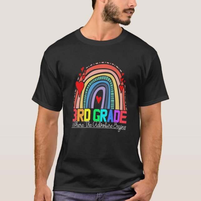 Camiseta 3rd grade rainbow leopard teacher team third grade (Frente)