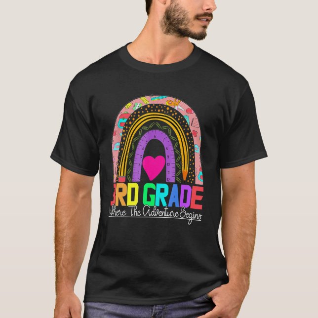 Camiseta 3rd grade rainbow leopard teacher team third grade (Frente)