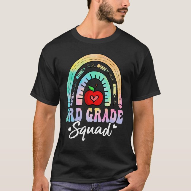 Camiseta 3rd Grade Squad Back To School Rainbow Teacher Gir (Frente)