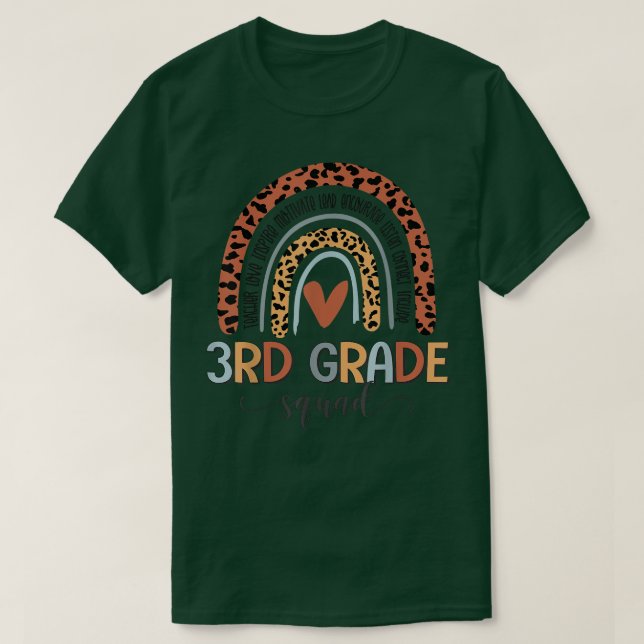 Camiseta 3rd Grade Squad Boho Rainbow Back To School T-Shir (Frente do Design)