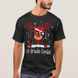 Camiseta 3rd Grade Squad Plaid Reindeer Santa Hat Teacher C