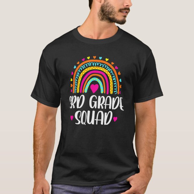 Camiseta 3rd Grade Squad Teacher  Rainbow  Back To School (Frente)