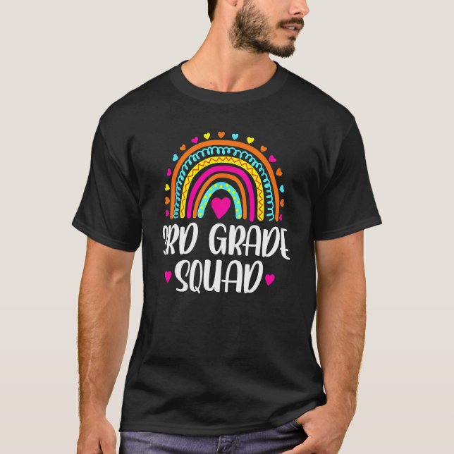 Camiseta 3rd Grade Squad Teacher  Rainbow  Back To School (Frente)