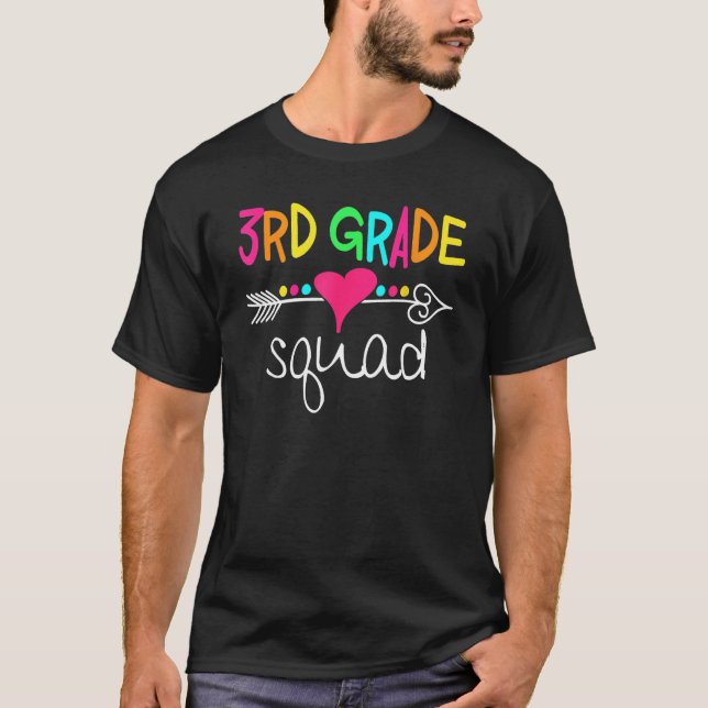 Camiseta 3rd Grade Squad Third Teacher Student Team Back To (Frente)