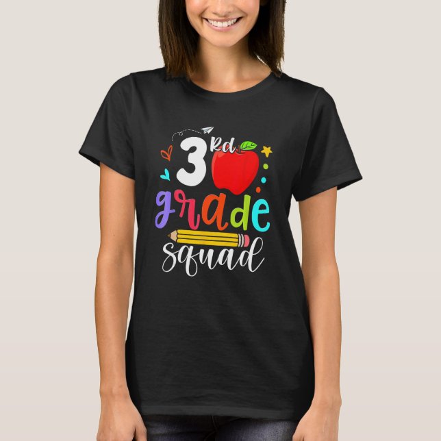 Camiseta 3rd Grade Squad Third Teacher Student Team Back To (Frente)