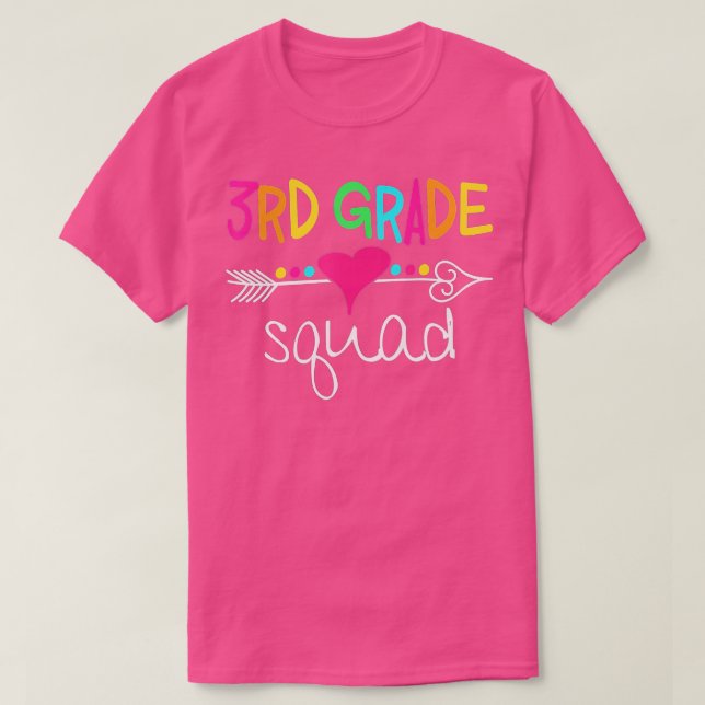 Camiseta 3rd Grade Squad Third Teacher Student Team Back To (Frente do Design)
