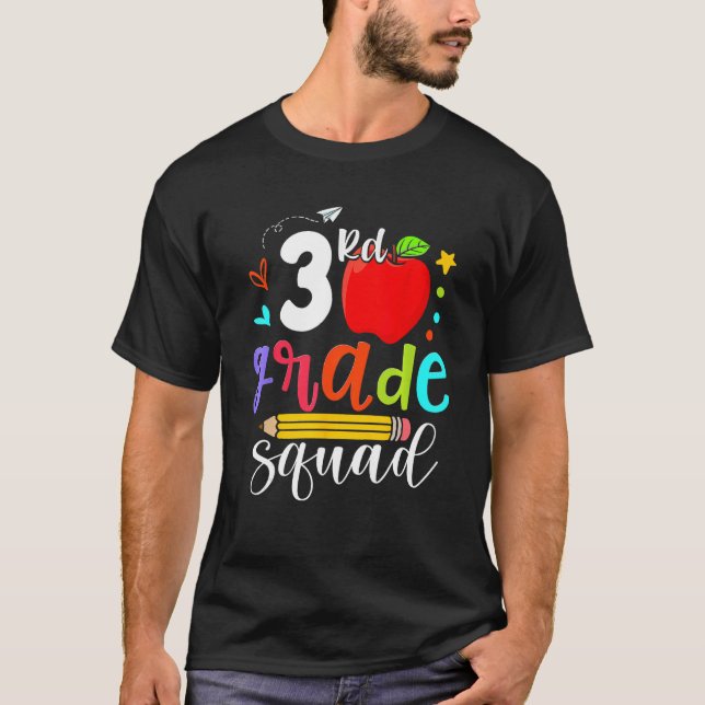 Camiseta 3rd Grade Squad Third Teacher Student Team Back To (Frente)