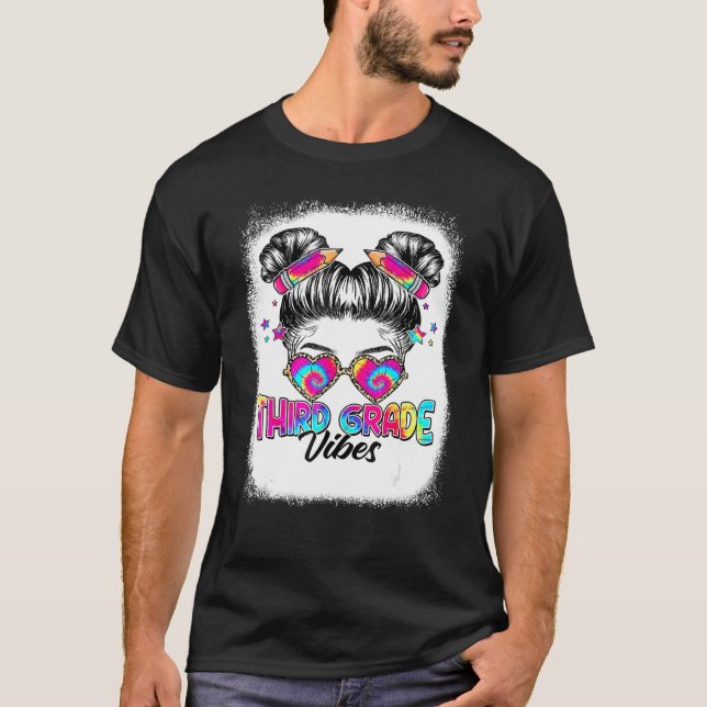 Camiseta 3rd Grade Vibes Messy Hair Bun Girl Back To School (Frente)