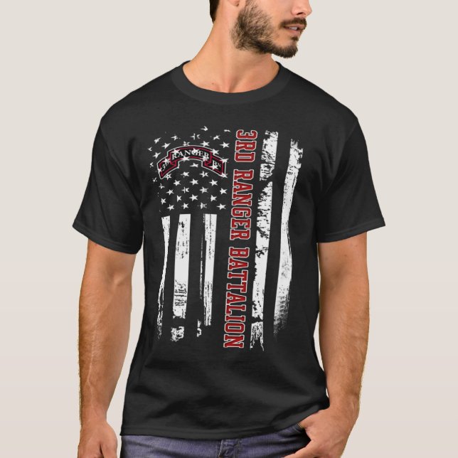 Camiseta 3rd Ranger Battalion Veteran USA Flag Veterans Day (Frente)