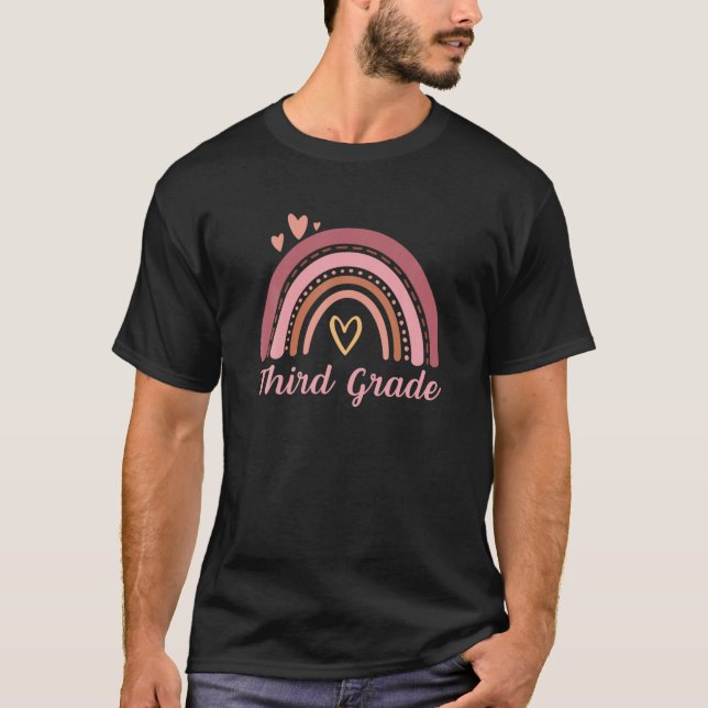 Camiseta 3Rd Third Grade Boho Rainbow Girls Teacher Team Sq (Frente)