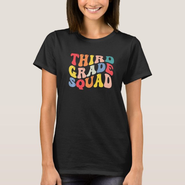 Camiseta 3rd Third Grade Squad Teacher Back To School Retro (Frente)