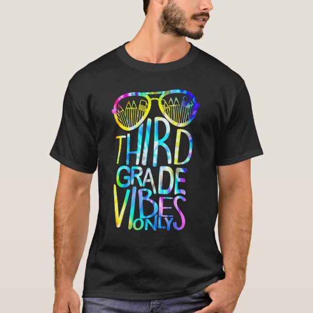 Camiseta 3rd Third Grade Vibes Only Back To School Team Tea (Frente)
