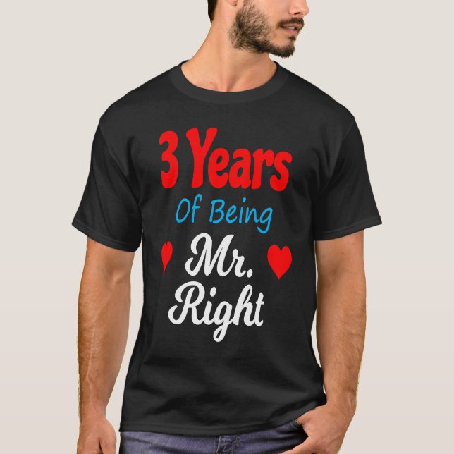 Camiseta 3rd Wedding Anniversary for Men Him Mr Right Husba (Frente)