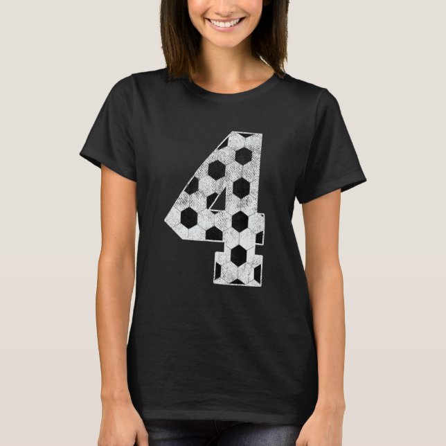 Camiseta 4ª Festa de Aniversário, 4 Anos, Futebol Bday Boy (Frente)