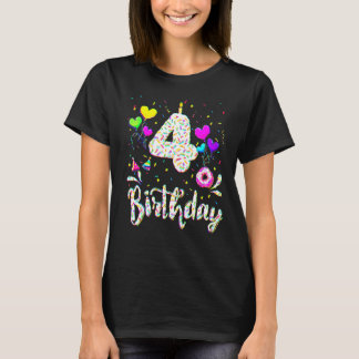 Camiseta 4ª garota de aniversário Festa de Noz de 4 Anos