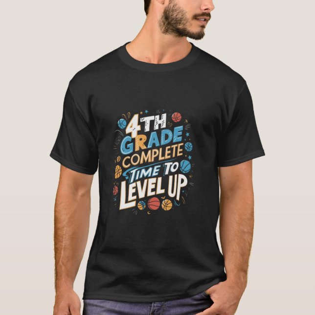 Camiseta 4ª série de tempo completo para nivelar o basquete (Frente)