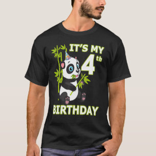 Camiseta 4º aniversário 4 anos Festa de Panda Animal