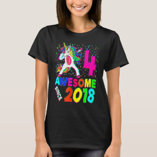 Camiseta 4º Aniversário a Dabbing Unicorn Party 4 Anos