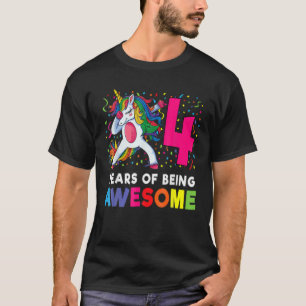 Camiseta 4º Aniversário Dabbing Unicorn Party Dotado 4 An