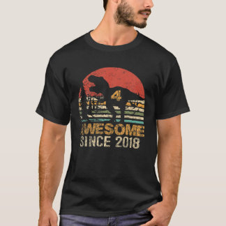 Camiseta 4º Aniversário Dinossauro T Rex 4 Anos Pecado Incr