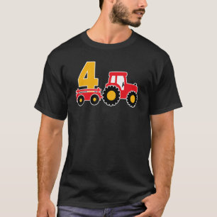 Camiseta 4º Aniversário Fazenda Tema Farmer Boy 4 Anos
