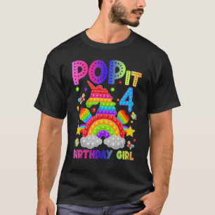 Camiseta 4º Aniversário Fidget Toy Pop It Birthday Girl 4 Y