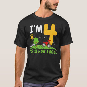 Camiseta 4º Aniversário Garoto de 4 Anos de Fazenda Par